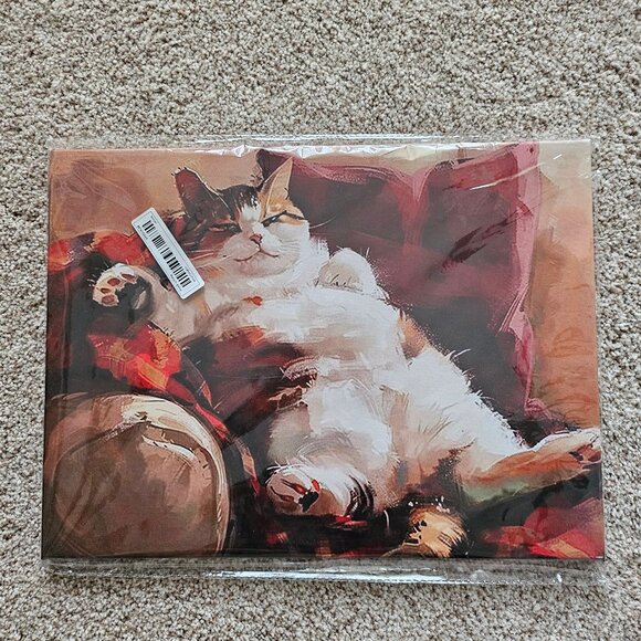 Set up two. Lounging Fat Cat Canvas Wall Art 11 inch X 15 inch - Picture 3 of 12